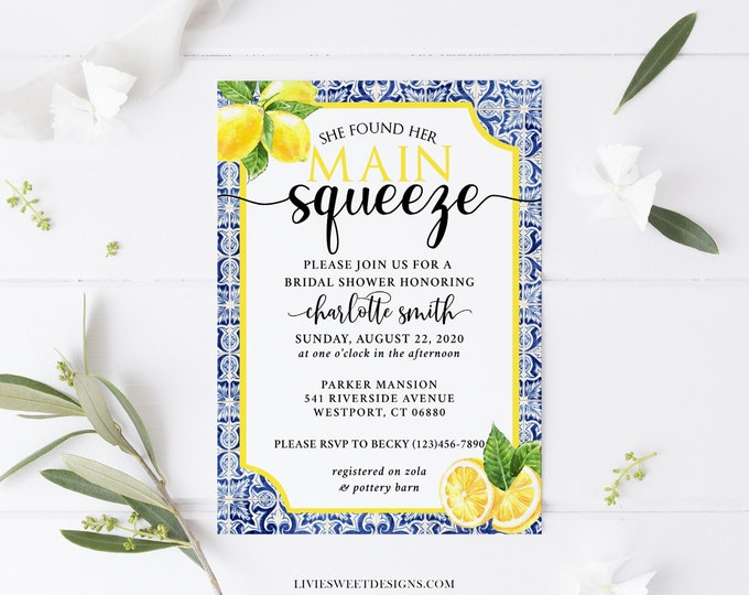 She Found Her Main Squeeze Lemon Bridal Shower Invitation • Italian ...