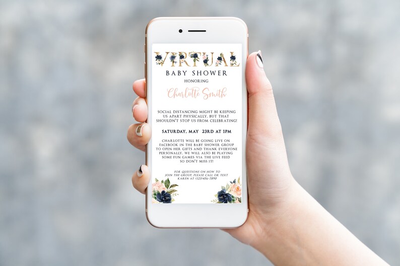 Zoom Virtual Baby Shower Invitation Baby Shower By Mail Etsy