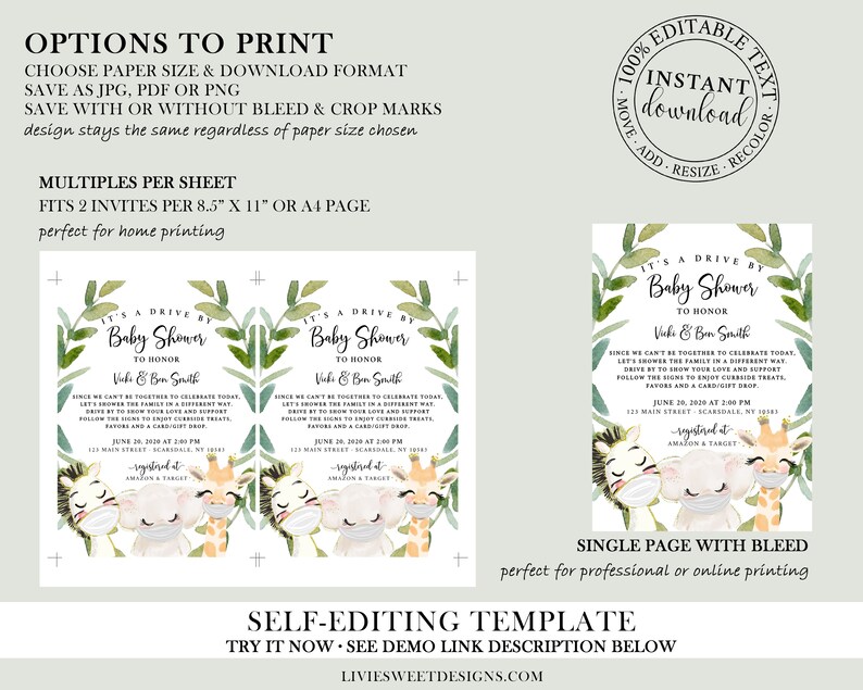 Editable Drive By Baby Shower Invitation Template Quarantine Etsy