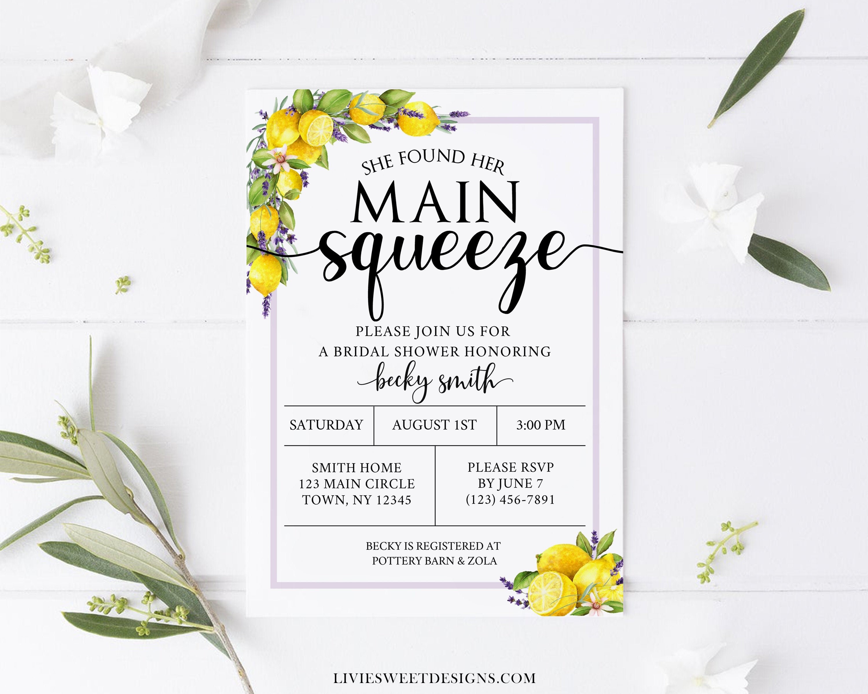 She Found Her Main Squeeze Bridal Shower Invitation Lemon Etsy UK