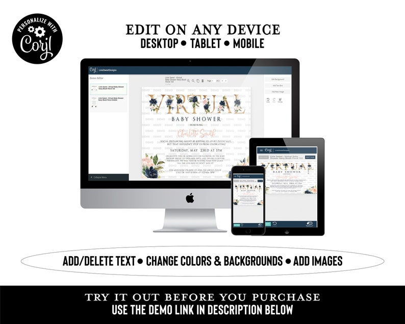 Zoom Virtual Baby Shower Invitation Baby Shower By Mail Etsy