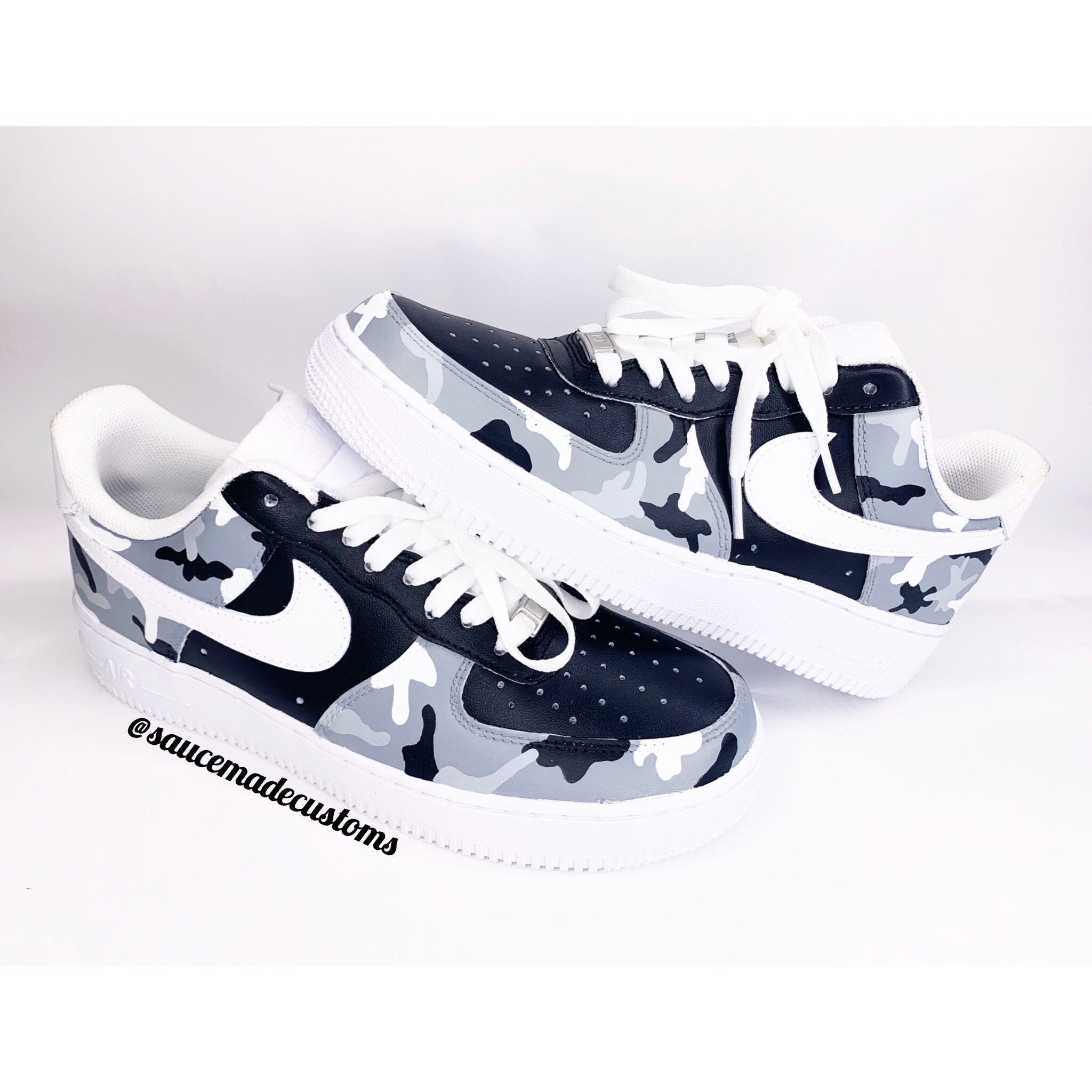 Matte Grey Camo Custom Air Force 1s | Etsy