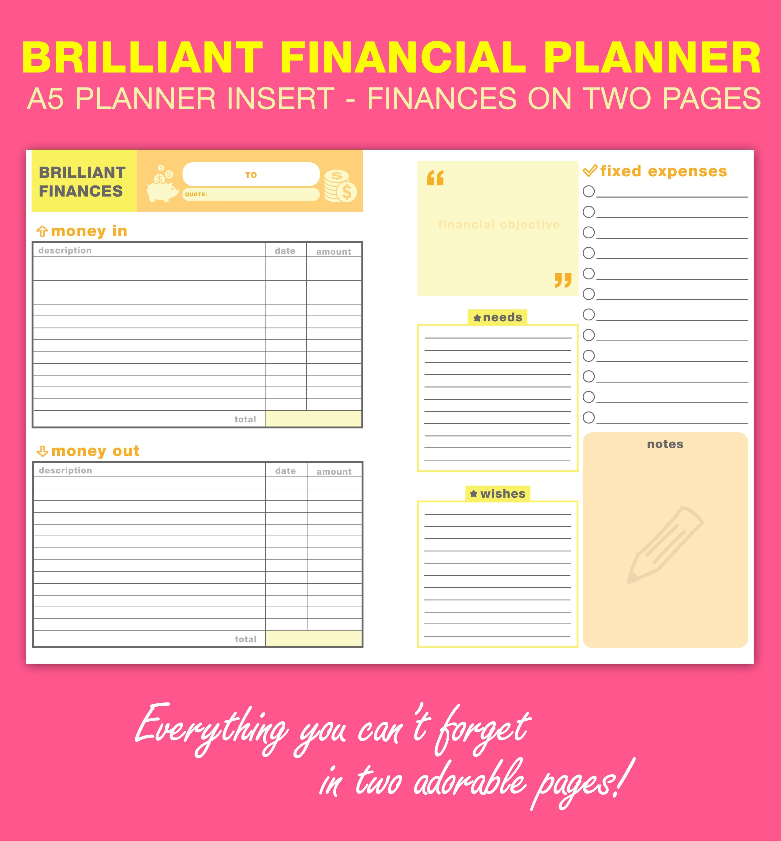 Brilliant Financial Planner A5 Printable: Budget Planner Weekly or ...