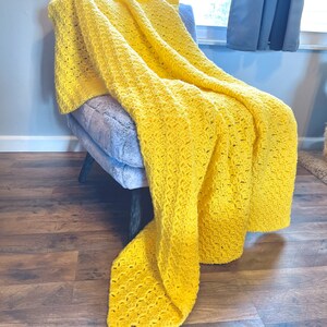 Soothing Sunshine Throw Blanket, Hand-Crocheted, Cozy Aesthetic