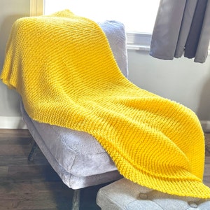 Soft Sunshine Blanket, Hand-Knitted, Throw Blanket
