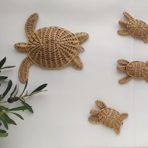 Wicker Turtle Hanging Decor, Coastal Beach Nursery decorate, Nautical tropical House Wall Decor