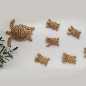 Wicker Turtle Hanging Decor, Coastal Beach Nursery decorate, Nautical tropical House Wall Decor