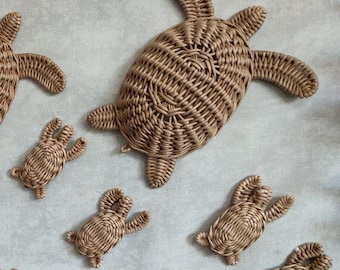 Wicker Sea Animal Wall Decor, Nursery hanging wall Turtle, Crab, Seahorse, Shark