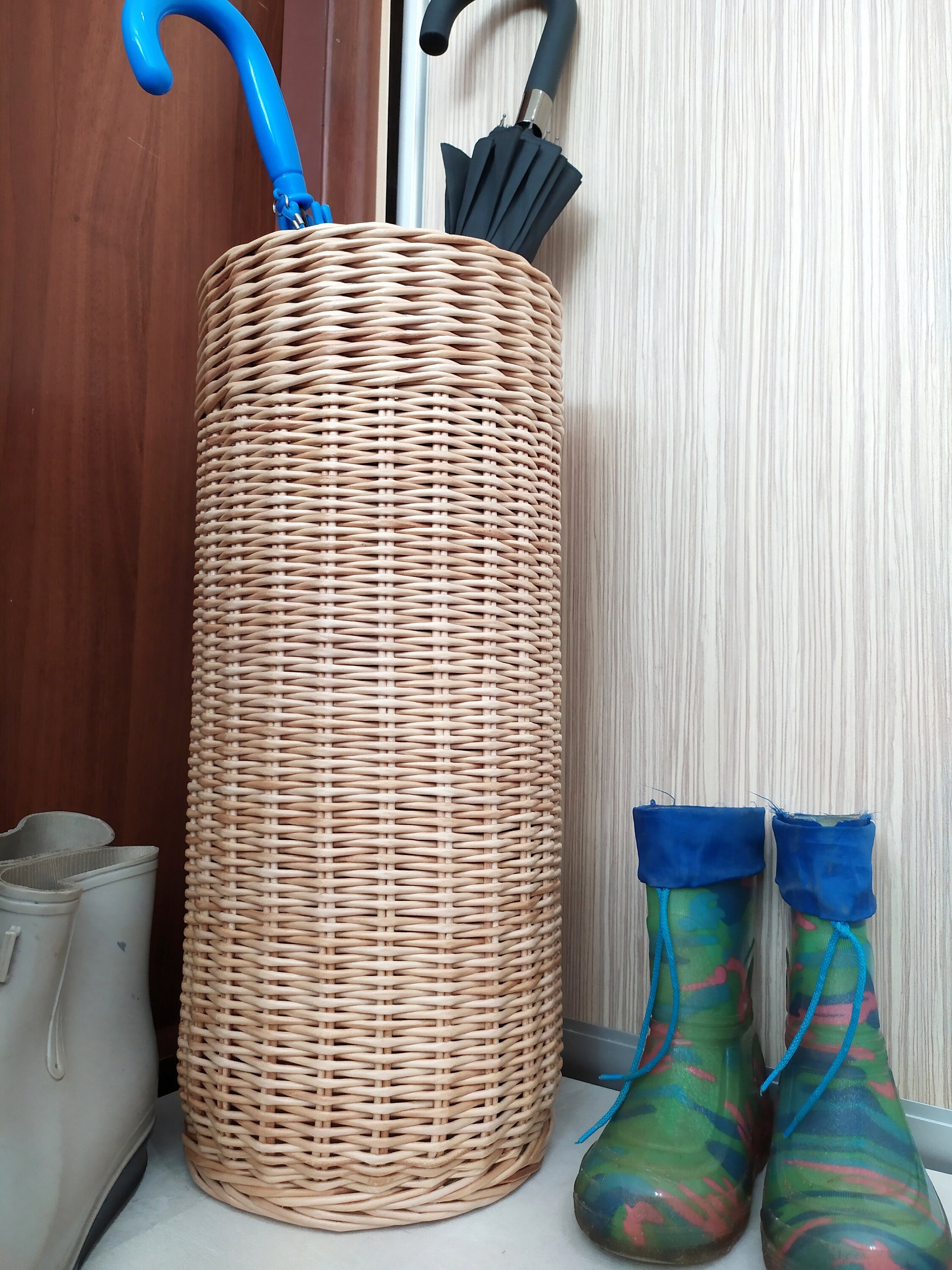 Umbrella stand for entryway Wicker hallway basket Umbrella Etsy
