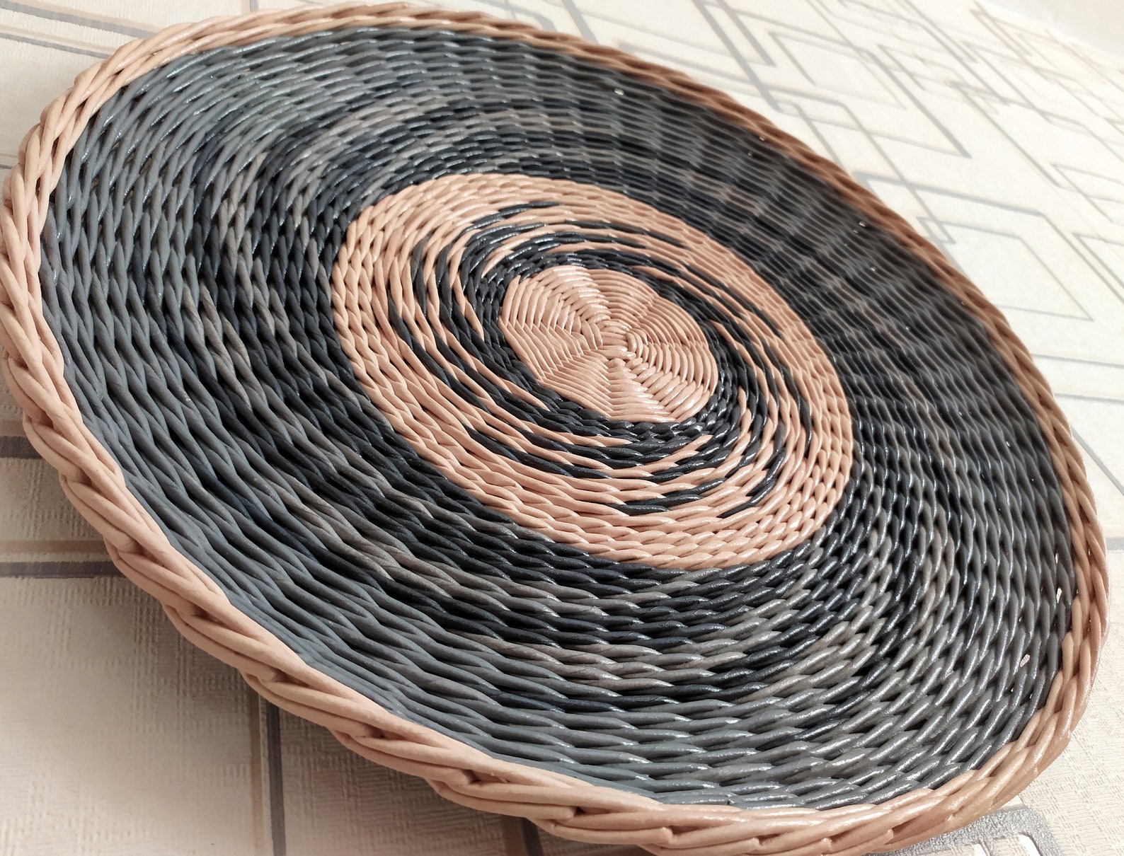 Round wicker plate set of 3 Wicker kitchen decor Dining room Etsy