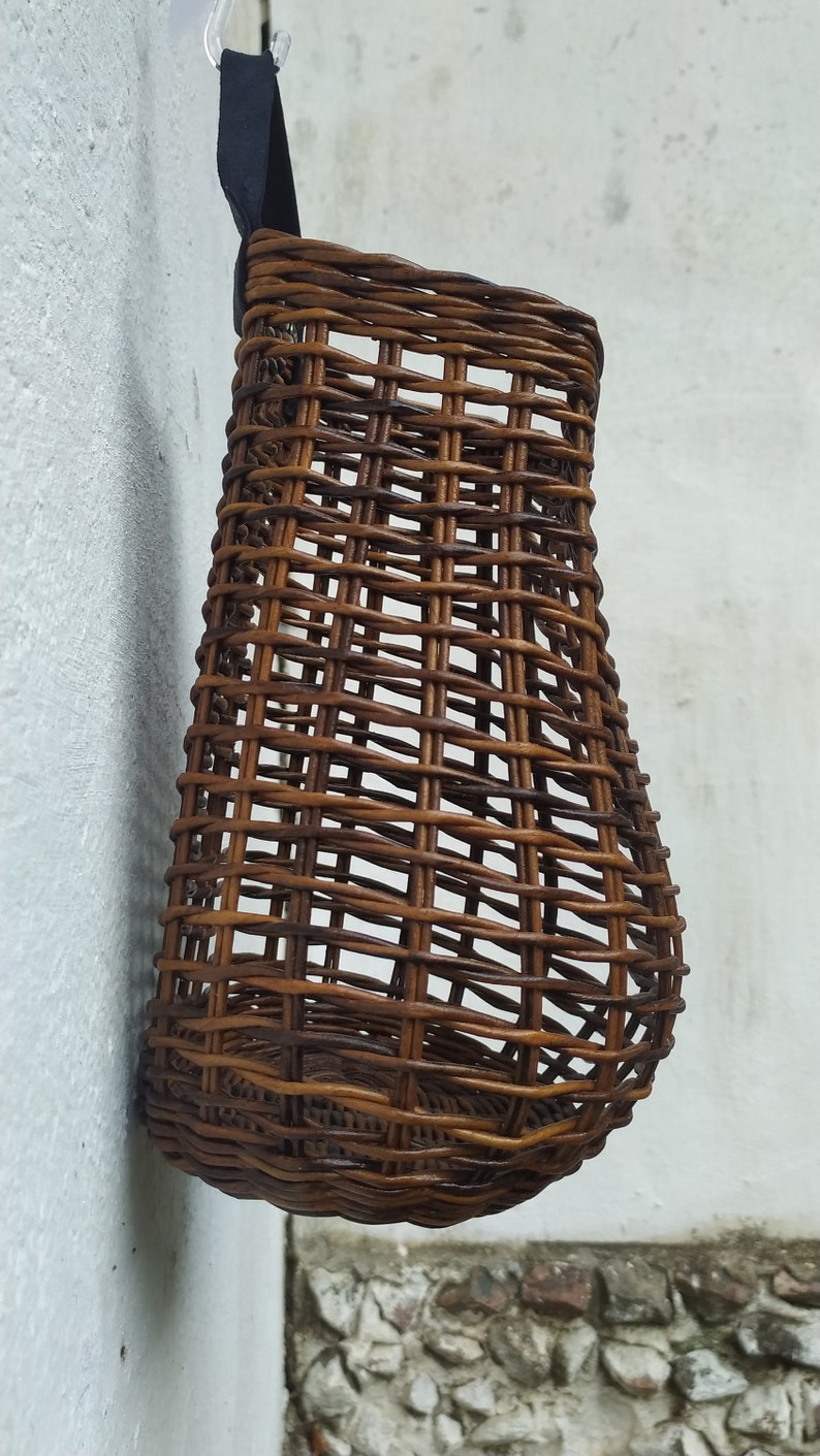 Hanging Basket for a Wicker Door With Flower. Brown Wicker Etsy