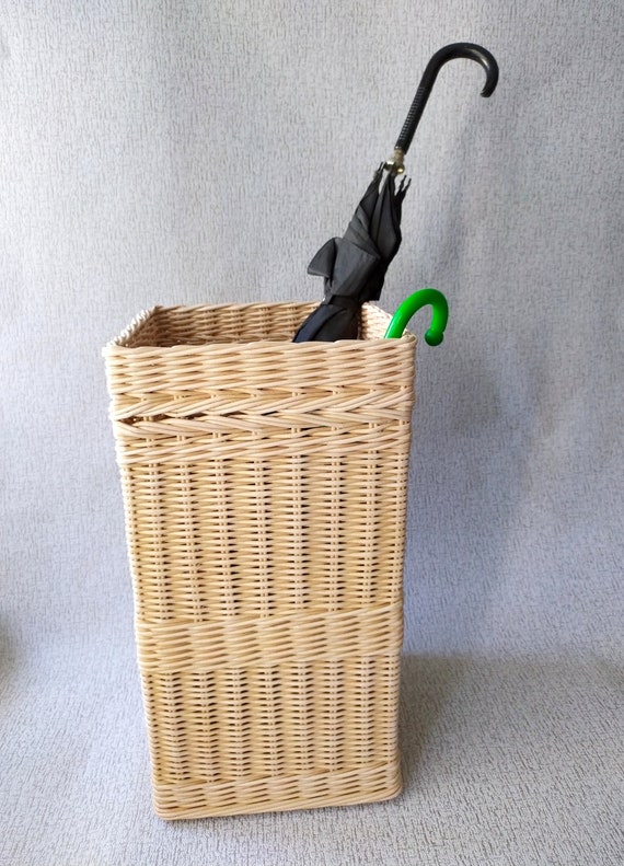 Wicker umbrella stand Wicker hallway basket Umbrella holder Etsy