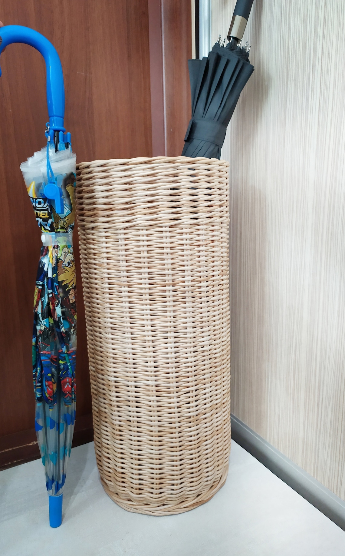 Umbrella stand for entryway Wicker hallway basket Umbrella Etsy