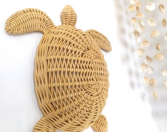 Wicker Turtle Wall Decor, Nautical Beach House Hanging