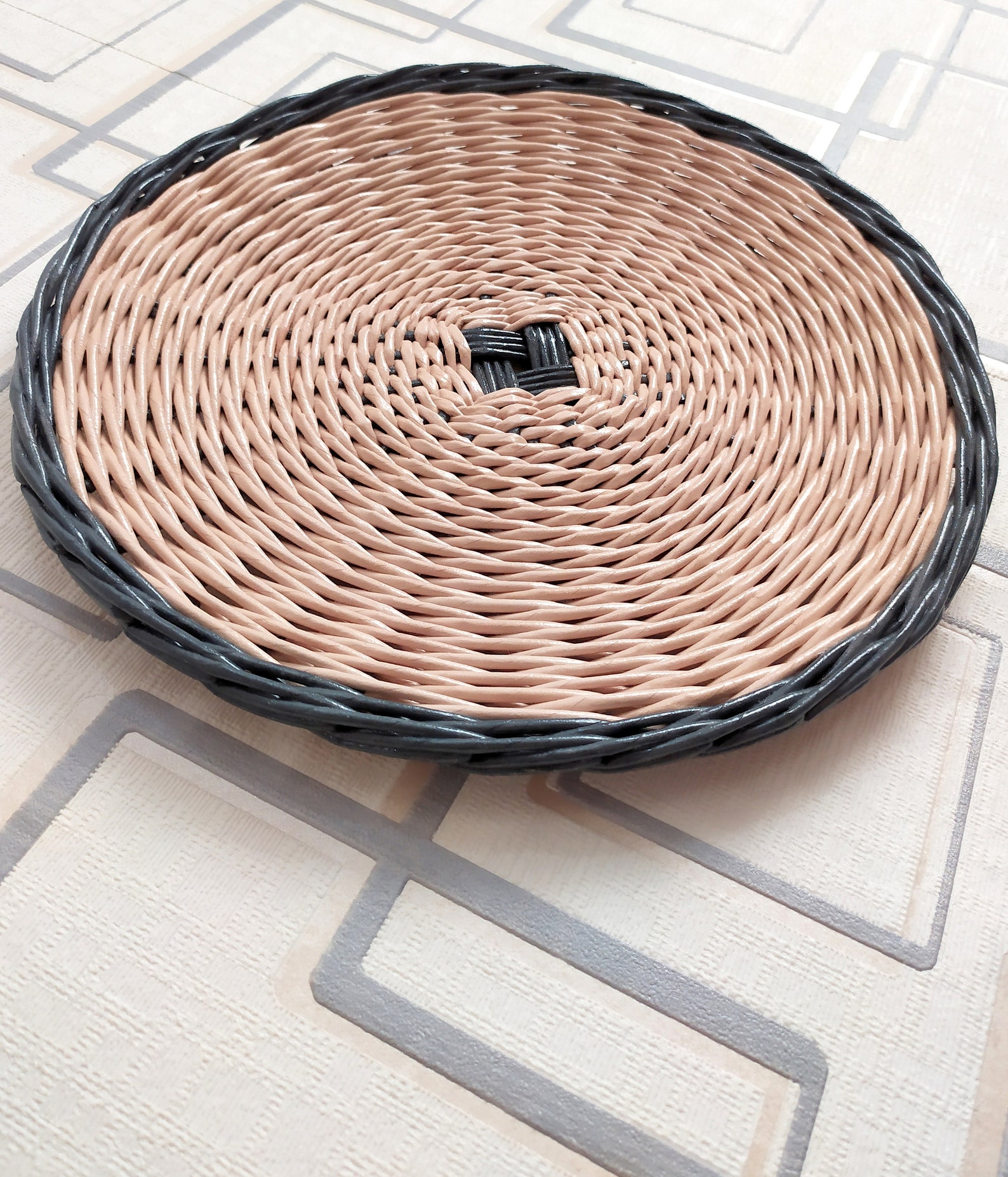 Round wicker plate set of 2 Wicker kitchen decor Dining room Etsy