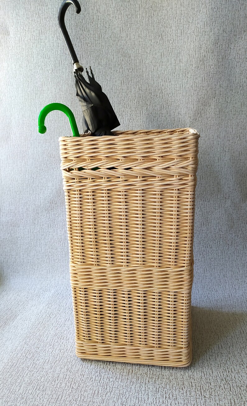 Wicker Umbrella Stand Wicker Hallway Basket Umbrella Holder Etsy