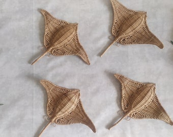 Wicker Stingray Wall Hanging Set: Nautical Beach House Decor