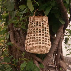 Wicker decor for the front door. Wall wicker basket for flowers. Wicker wall Door basket.