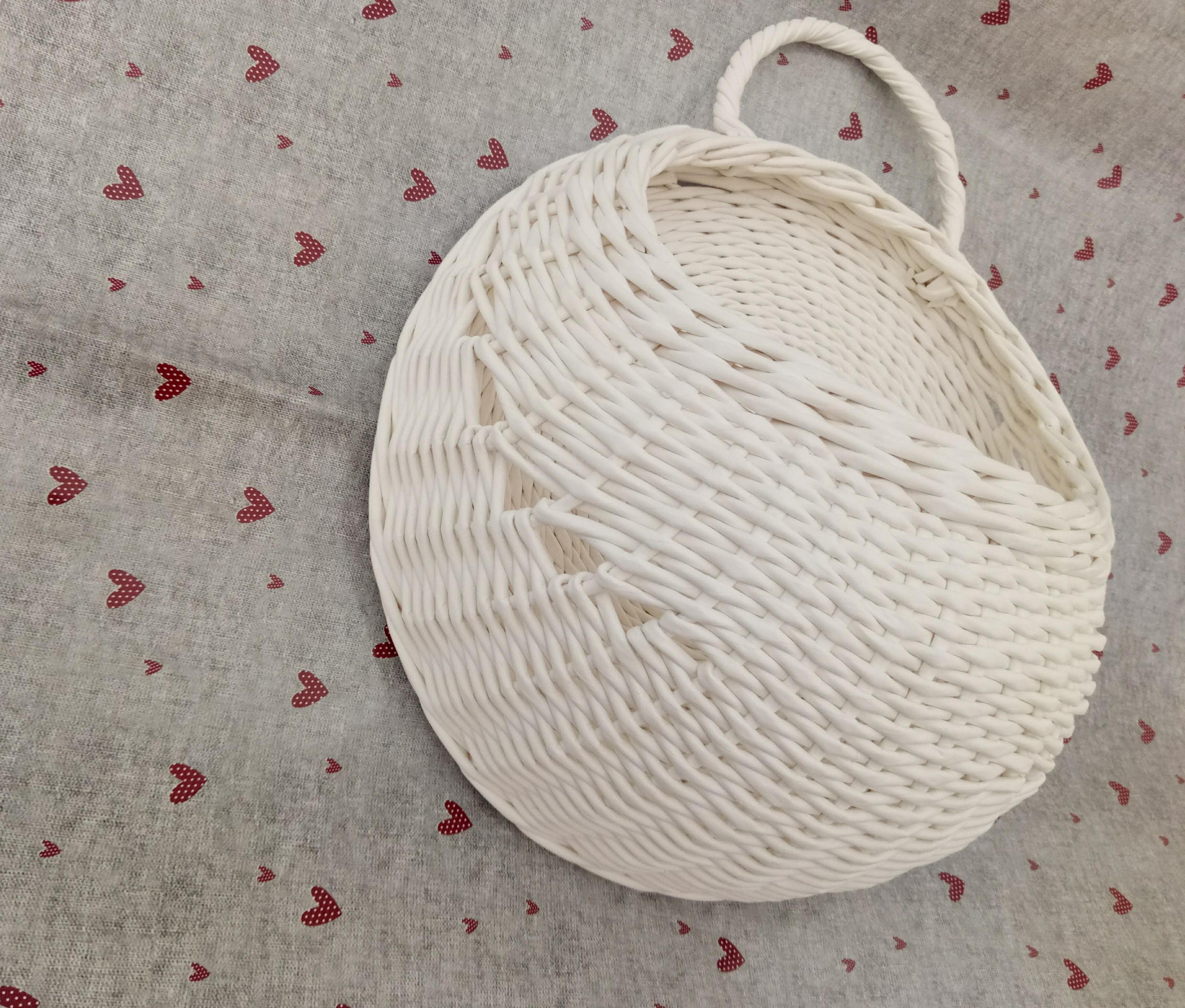 White Wicker Wall Basket Round wicker wall Door basket Etsy