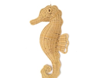 Wicker Seahorse hanging decors, Wicker nautical wall decor, Beach house decor