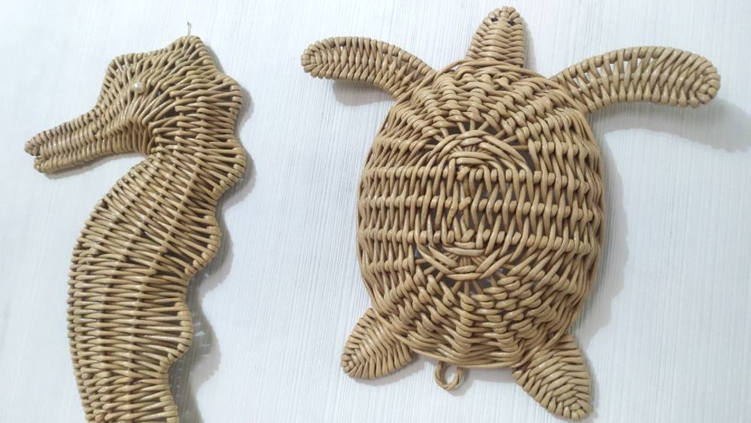 Decor Sea Animals Hanging on the Wall Set of 3 Wicker Turtle Etsy
