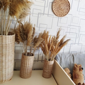 Wiklinowy wazon podłogowy w stylu boho na suszone kwiaty, prezent rocznicowy, wystrój domu, wazony na kwiaty, unikalna dekoracja rustykalny wystrój, dom wiejski