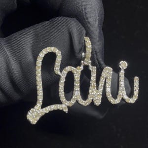 Custom Name Necklace in 14K Solid Gold with VVS Natural Diamonds | Personalized Diamond Name Pendant | Luxury Custom Iced Out Necklace |