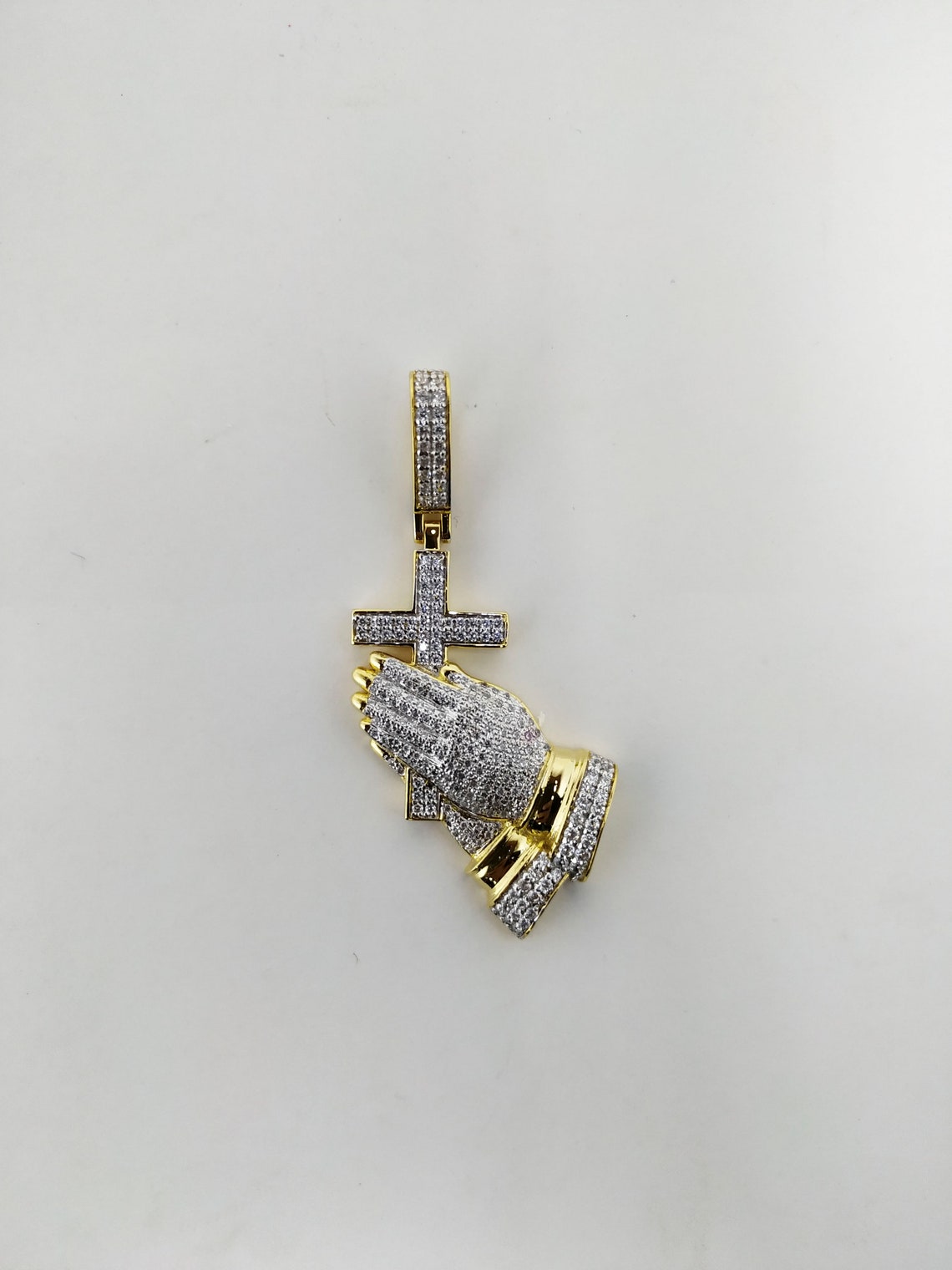 Iced Out Cross Necklace 18kt Gold Finish in Sterling Silver Etsy