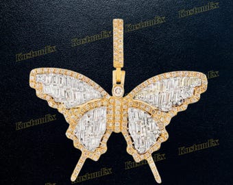 Butterfly Pendant in 925 Sterling Silver with Premium VVS/D Moissanite Diamonds, Anniversary & Christmas Gift For Her