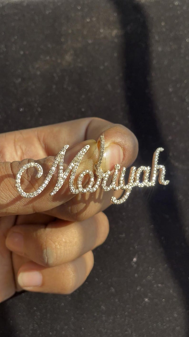 Custom Name Necklace in 14K Solid Gold | VVS Natural Diamond Name Pendant | Personalized Gold Diamond Nameplate Jewelry |Custom Gift for Her