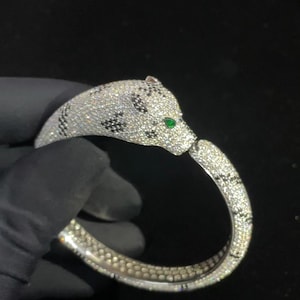Unique Panther Shaped Bracelet | 925 Sterling Silver with VVS Moissanite Diamonds | Luxury Iced Out Jewelry | Hip Hop Statement Bracelet |