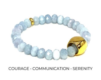 March Birthstone/Faceted Aquamarine Bracelet/Fidget Jewelry/Healing Bracelet/Healing Bracelet/Stress Reducing Jewelry/Calming Bracelet