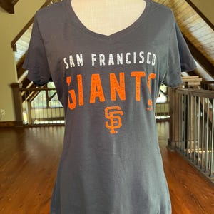 SAN FRANCISCO GIANTS v-neck tee w crystal and orange Swarovski rhinestones!