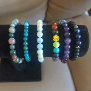Handmade beaded bracelets different varieties lava rocks, chakra,agate,gift,present
