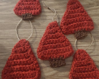 Handmade crocheted Christmas tree shaped ornaments,red,Christmas tree,Christmas decor