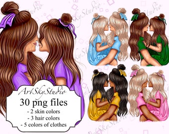 Mom Daughter Clipart Etsy