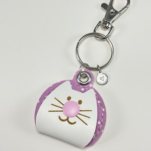 Guardamonedas para carrito de compras, guardamonedas ALDI, guardaanillos, guardarecuerdos, llavero con forma de gato (lavanda)