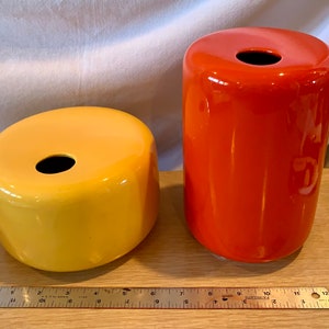 Unique Pair of Rare Orange and Yellow Midcentury Modern Italian Vases by “CAI” for RAYMOR - Circa 1970