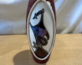 Vintage Italian Modern Leather Covered Ceramic with Abstract Figure