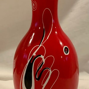 Cool Vintage Midcentury 8” ITALIAN Pottery Vase With ABSTRACT ATOMIC Decoration - FReE SHIPPiNG