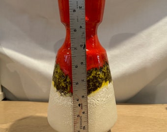 1960's West German Multicolor 10” Fat LAVA One Handled Vase by