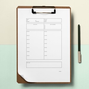 Peut inclure: Un presse-papiers blanc avec un cadre brun et un clip noir. Le presse-papiers contient une liste de contrôle avec les titres "Date", "Jour", "Poids actuel", "Poids objectif", "Plans pour la journée", "Tâches à accomplir aujourd'hui", "Suivi alimentaire", "Budget", "Matin", "Après-midi", "Soir", "Notes/Commentaires" et "Total des calories".