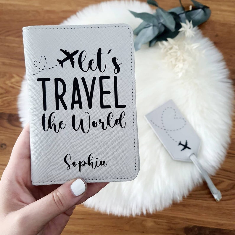 Passport Case Passport Cover Luggage Tag Personalized Handmade with Name Vacation Travel the World image 5