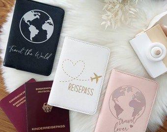 Passport case, passport case, case tag, personalized, handmade, with the name, Vacation Travel the World