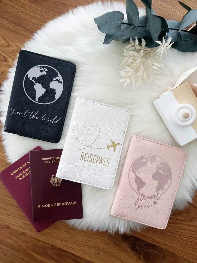 Passport Case Passport Cover Luggage Tag Personalized Handmade with Name Vacation Travel the World image 1