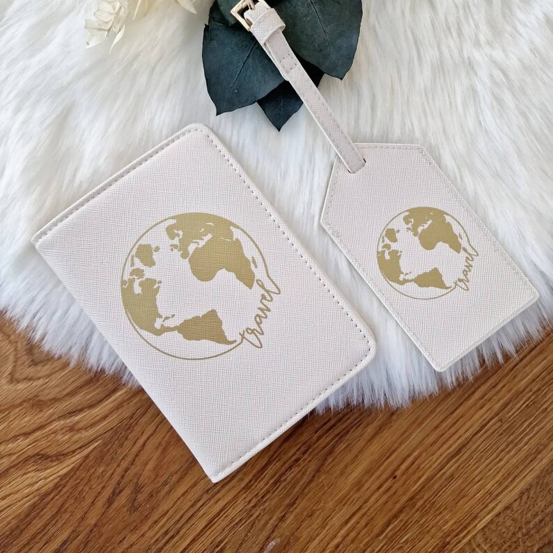 Passport Case Passport Cover Luggage Tag Personalized Handmade with Name Vacation Travel the World image 6