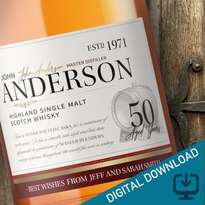 Digital Download! Personalised Whisky Label // Birthday Labels // Unique Birthday Gift // Personalised Gifts // Custom Whisky Label