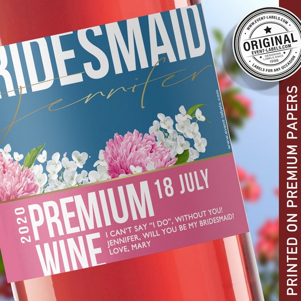 Personalised "Bridesmaid/Maid of Honour" label Proposal Wine Label // Will you be my Bridesmaid/Maid of Honour // Bridesmaid Label // Gift
