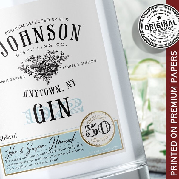 Personalised Gin Label Gift Idea // Your own original gin label // Original Gin // Birthday Gin // One of a kind gin label // High Quality