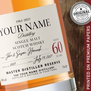 Personalised Whisky Label // Birthday Labels // Unique Birthday Gift // Personalised Gifts // Custom Whisky Label // Original